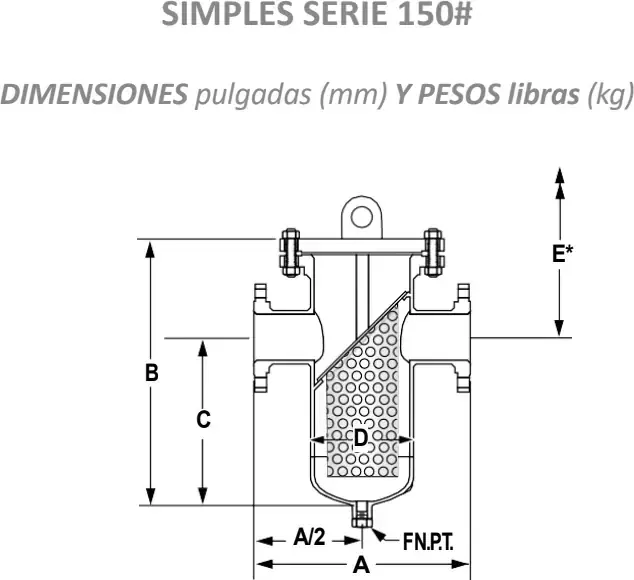 Dimensiones y pesos · simples serie 150#