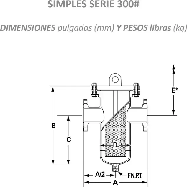 Dimensiones y pesos · simples serie 300#