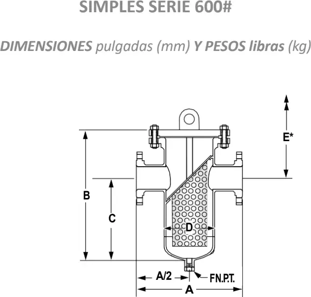 Dimensiones y pesos · simples serie 600#